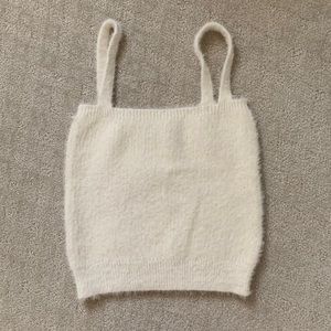 Cream fuzzy knit tank top (XS)